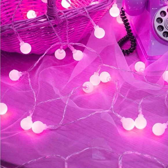 1pc 1.5m PINK String Lights with 10 Ball Bulbs - Picture 3 of 6
